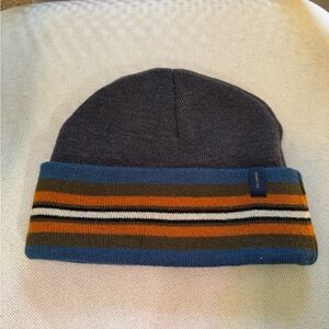 Pendleton Gray Beanie with Blue and Orange Stripes